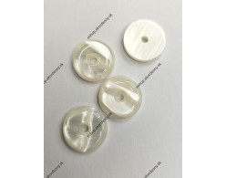 Gombík s priemerom 15 x 3,5 mm, s dierkou, farba: perleťová biela